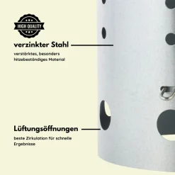 KS 200 - Anzündkamin für Grill - (2,5 kg Fassungsvermögen, Stabiler Griff mit Hitzeschild & Kipphilfe) ^ GLÜHZONE New