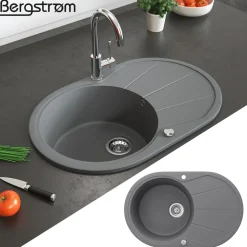 Granit Spüle Küchenspüle Einbauspüle Spülbecken+Drehexcenter+Siphon Grau ^ Bergström Outlet