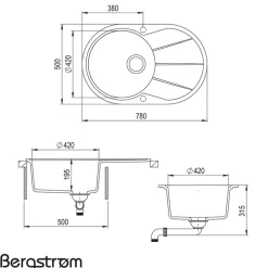 Granit Spüle Küchenspüle Einbauspüle Spülbecken+Drehexcenter+Siphon Grau ^ Bergström Outlet