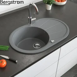 Granit Spüle Küchenspüle Einbauspüle Spülbecken+Drehexcenter+Siphon Grau ^ Bergström Outlet