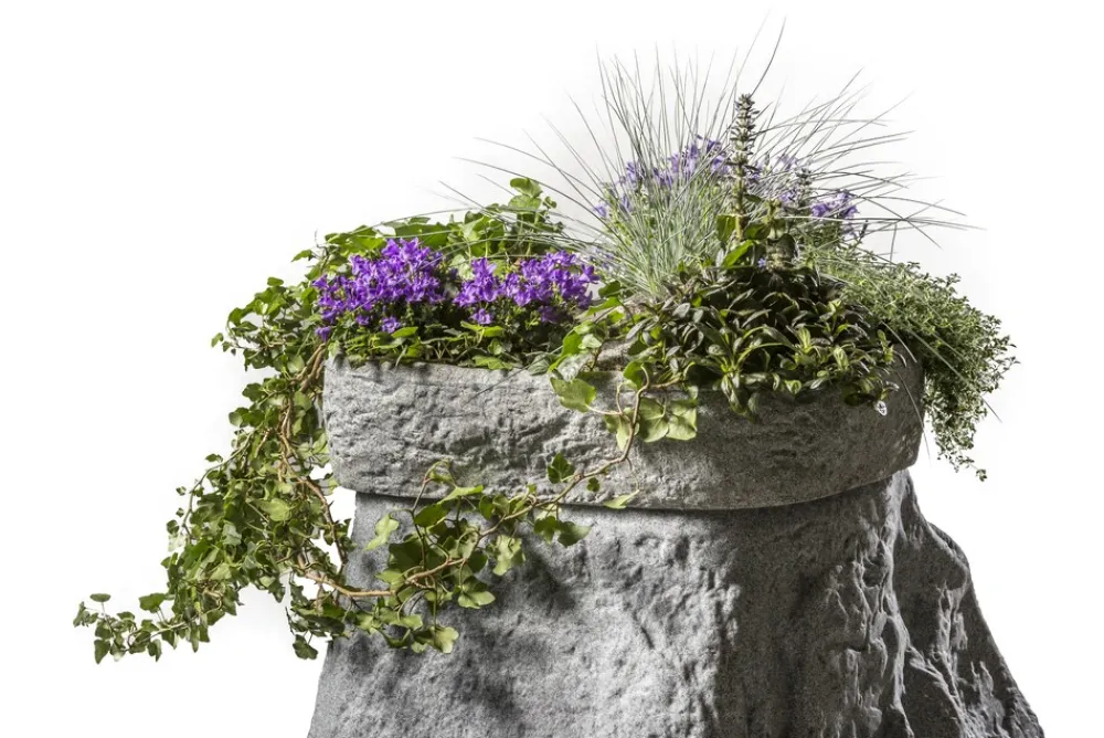 Pflanzschale für Dekor-Regenspeicher Hinkelstein granitrot ^ GREENLIFE Hot