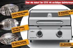 G201E 2-Brenner Gasgrill portabel v2 - Campinggrill / Balkongrill 50mbar ^ Grillfürst Outlet