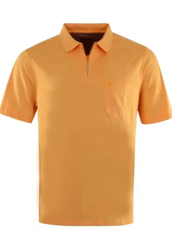 hajo Shirt Kurzarm-Poloshirt Softknit mit verdecktem Reißverschluss und Brusttasche in Regular Fit orange Outlet