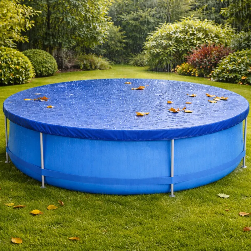 Poolabdeckung Rund Stahlrahmenpool 305 cm Abdeckplane Poolplane 340 cm Gummizug ^ Happy People Sale