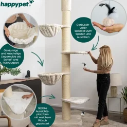 Kratzbaum Grosse Katzen Stabil XXL Deckenhoch, 250 bis 275 cm | ^ Happypet Online
