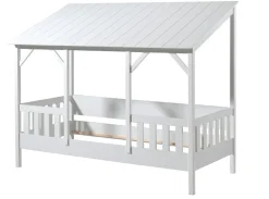 Hausbett mit 90 x 200 cm Liegefläche, Dach in Weiß ^ vipack Best