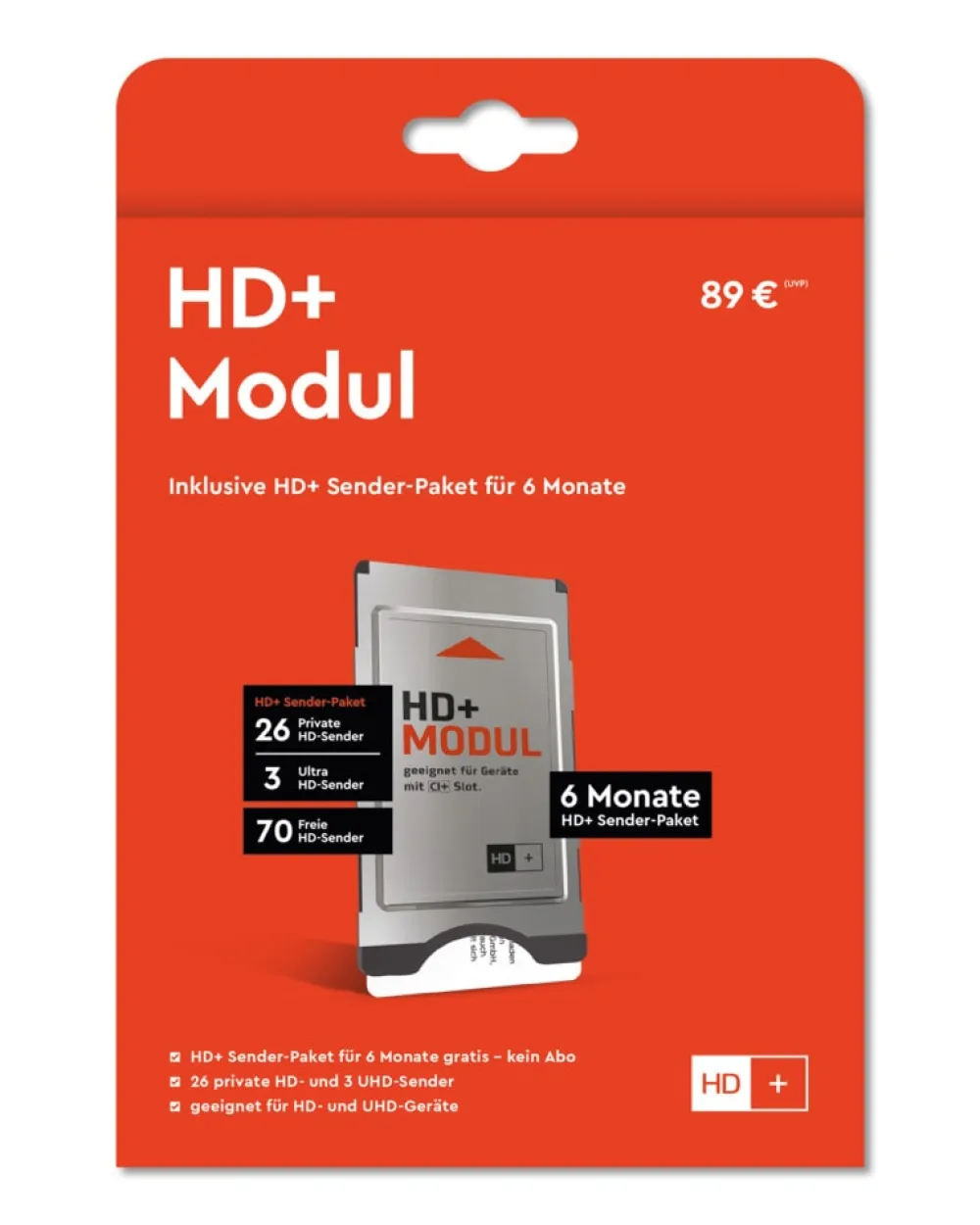 HD PLUS HD+ Modul inkl. 6 Monate HD+ Sender-Paket schwarz Discount