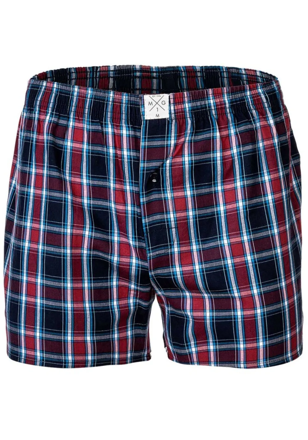 MG-1 Herren Web-Boxershorts ehrfarbig Blau/Rot Best