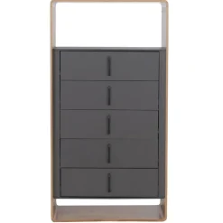 Highboard -P43, Hochschrank Sideboard Kommode, 5 Schubladen MDF 155x80x41cm ~ Rivera-Eiche-Optik, dunkelgrau ^ MCW Discount