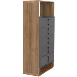 Highboard -P43, Hochschrank Sideboard Kommode, 5 Schubladen MDF 155x80x41cm ~ Rivera-Eiche-Optik, dunkelgrau ^ MCW Discount