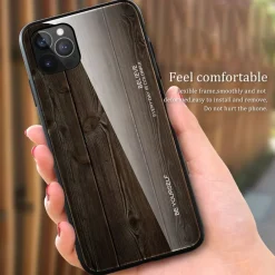 König Design Hülle Handy Schutz für Apple iPhone 12 13 14 Pro Max mini Plus Case Glas Cover Dunkel Braun Clearance