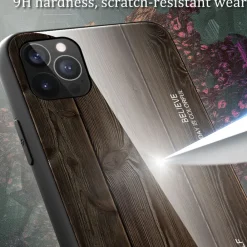 König Design Hülle Handy Schutz für Apple iPhone 12 13 14 Pro Max mini Plus Case Glas Cover Dunkel Braun Clearance