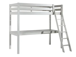 vipack Hochbett mit Liegefläche 90 x 200 cm und großer Schreibtischplatte versch. Farben weiß lackiert Best