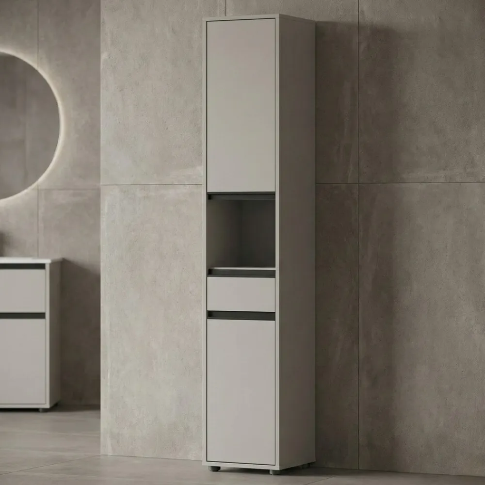 KADIMA DESIGN Hochschrank HAMBURG Soft-Close Modern 33x181x34 cm Steingrau Graphit Online