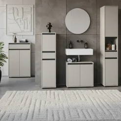 KADIMA DESIGN Hochschrank HAMBURG Soft-Close Modern 33x181x34 cm Steingrau Graphit Online