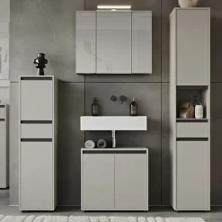KADIMA DESIGN Hochschrank HAMBURG Soft-Close Modern 33x181x34 cm Steingrau Graphit Online
