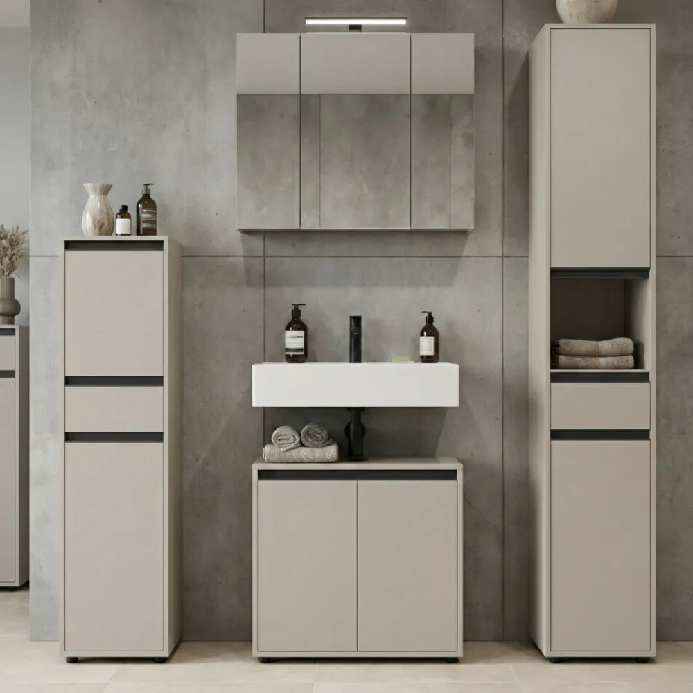 KADIMA DESIGN Hochschrank HAMBURG Soft-Close Modern 33x181x34 cm Steingrau Graphit Online
