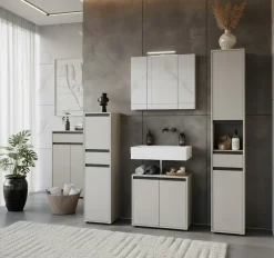 KADIMA DESIGN Hochschrank HAMBURG Soft-Close Modern 33x181x34 cm Steingrau Graphit Online