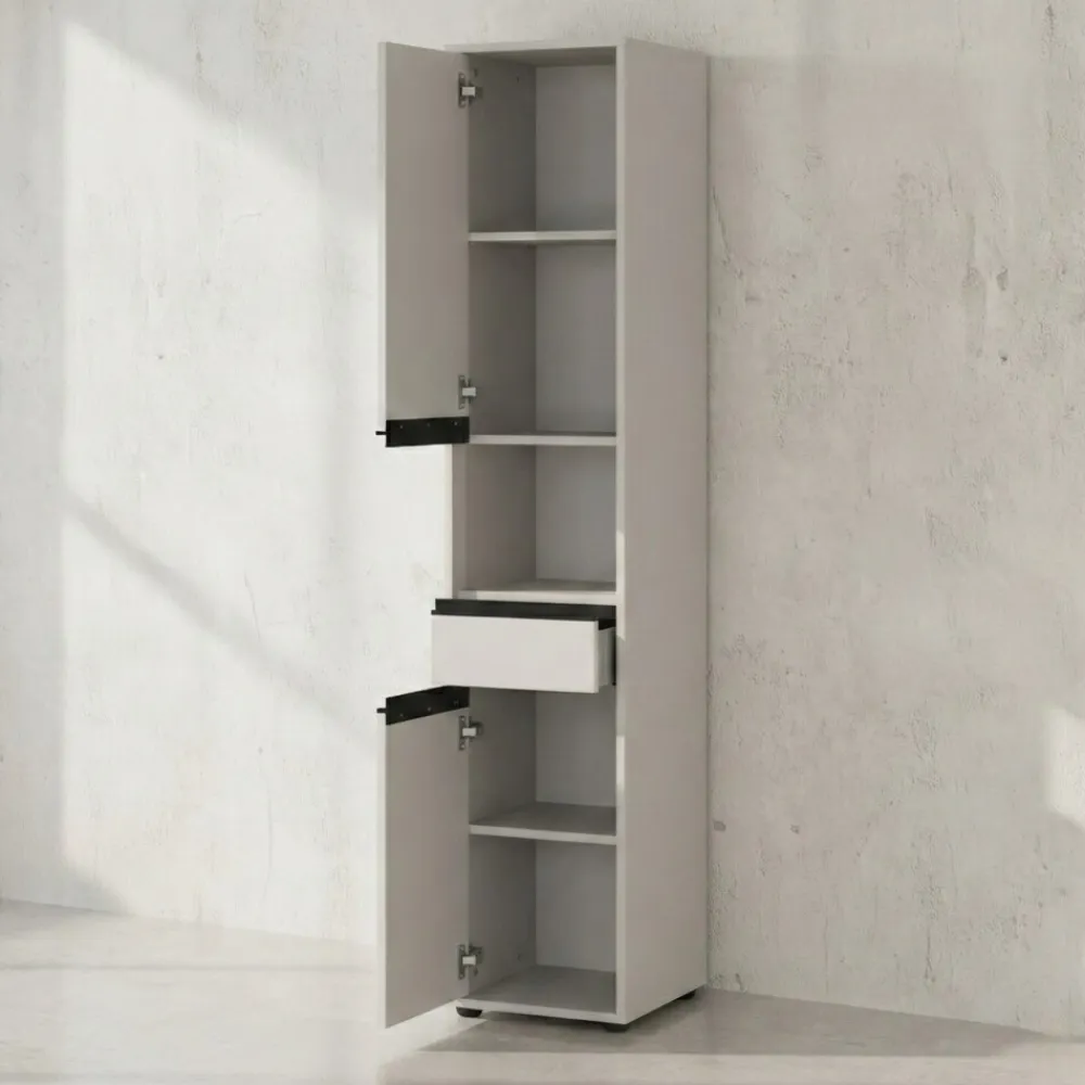 KADIMA DESIGN Hochschrank HAMBURG Soft-Close Modern 33x181x34 cm Steingrau Graphit Online
