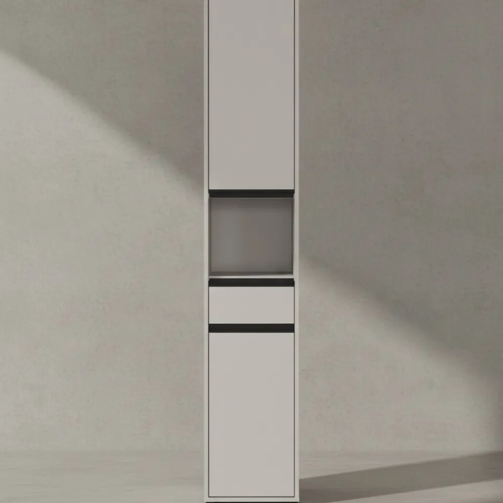 KADIMA DESIGN Hochschrank HAMBURG Soft-Close Modern 33x181x34 cm Steingrau Graphit Online