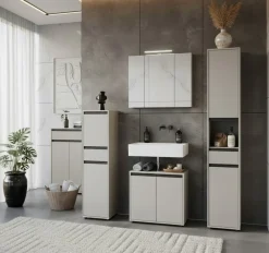 KADIMA DESIGN Hochschrank HAMBURG Soft-Close Modern 33x181x34 cm Steingrau Graphit Online