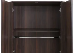 Hochschrank -P42, Kleider-/Garderobenschrank Kleideraufbewahrung Schrank 2 Türen MDF216x80x57cm ~ Walnuss-Optik ^ MCW Sale