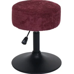 Hocker -C22, Sitzhocker Schminkhocker, höhenverstellbar drehbar Ø 37cm Stoff Chenille (465g/m²) MVG ~ bordeaux ^ MCW Clearance