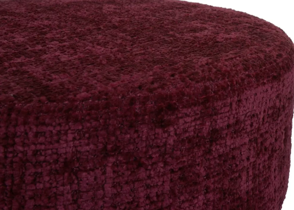 Hocker -C22, Sitzhocker Schminkhocker, höhenverstellbar drehbar Ø 37cm Stoff Chenille (465g/m²) MVG ~ bordeaux ^ MCW Clearance