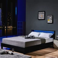 LED Bett ASTRO - 140 x 200 cm Schwarz ^ Home Deluxe