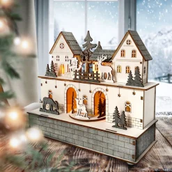 Beleuchtete Weihnachtsszene mit beweglichen Figuren ^ HTI-Living Clearance