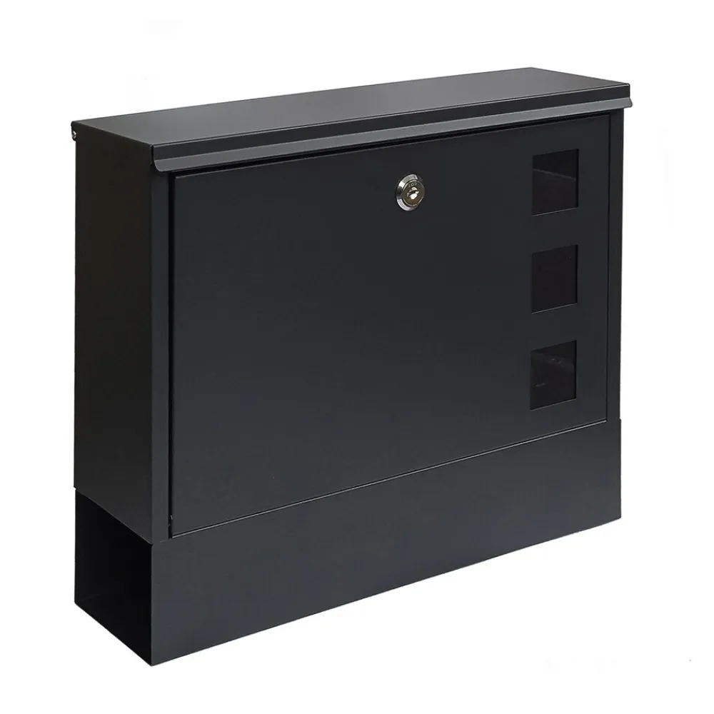 HTI-Living Briefkasten Amin Schwarz modern mit Zeitungsfach Online