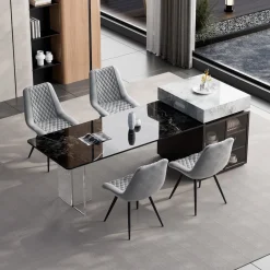Esszimmerstuhl Astrid 2er-Set Kunstleder Grau ^ HTI-Living