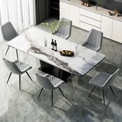 Esszimmerstuhl Astrid 2er-Set Kunstleder Grau ^ HTI-Living