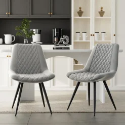 Esszimmerstuhl Astrid 2er-Set Kunstleder Grau ^ HTI-Living