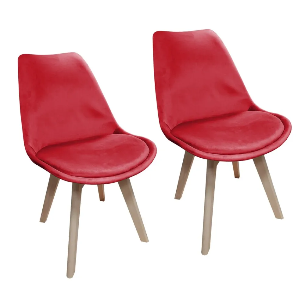 Esszimmerstuhl Samt 2er Set Atlanta Rot ^ HTI-Living