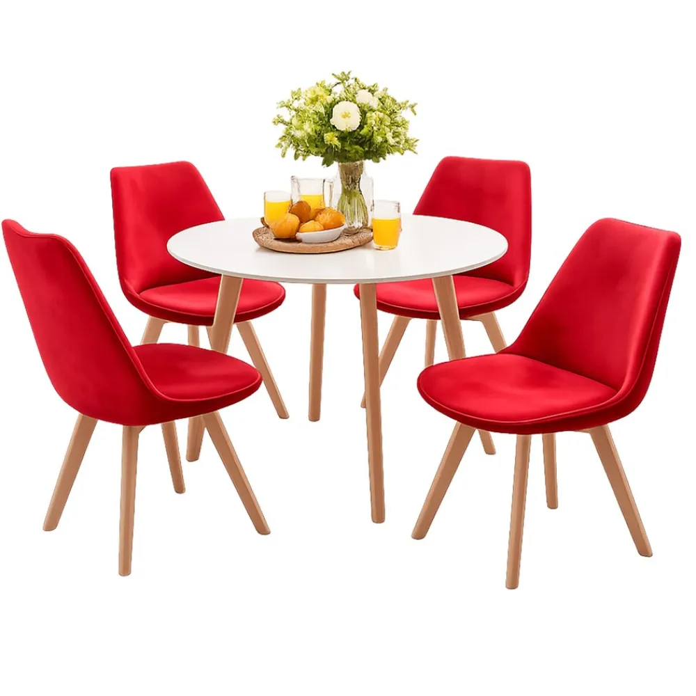 Esszimmerstuhl Samt 2er Set Atlanta Rot ^ HTI-Living