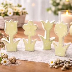 Frühlingsblumen 4 er Set aus Keramik 15 cm ^ HTI-Living Hot