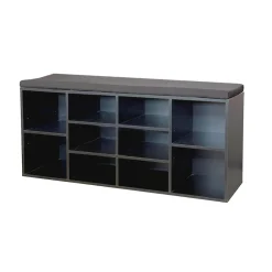 HTI-Living Garderobenbank mit 10 Fächern inkl. Sitzkissen Schwarz Outlet