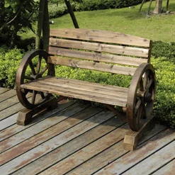 HTI-Living Gartenbank mit Wagenrädern als Armstütze Sommerset Natur Outlet