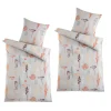 Mikrofaser Flausch Bettwäsche 2 Sets Grau/Orange ^ HTI-Living New