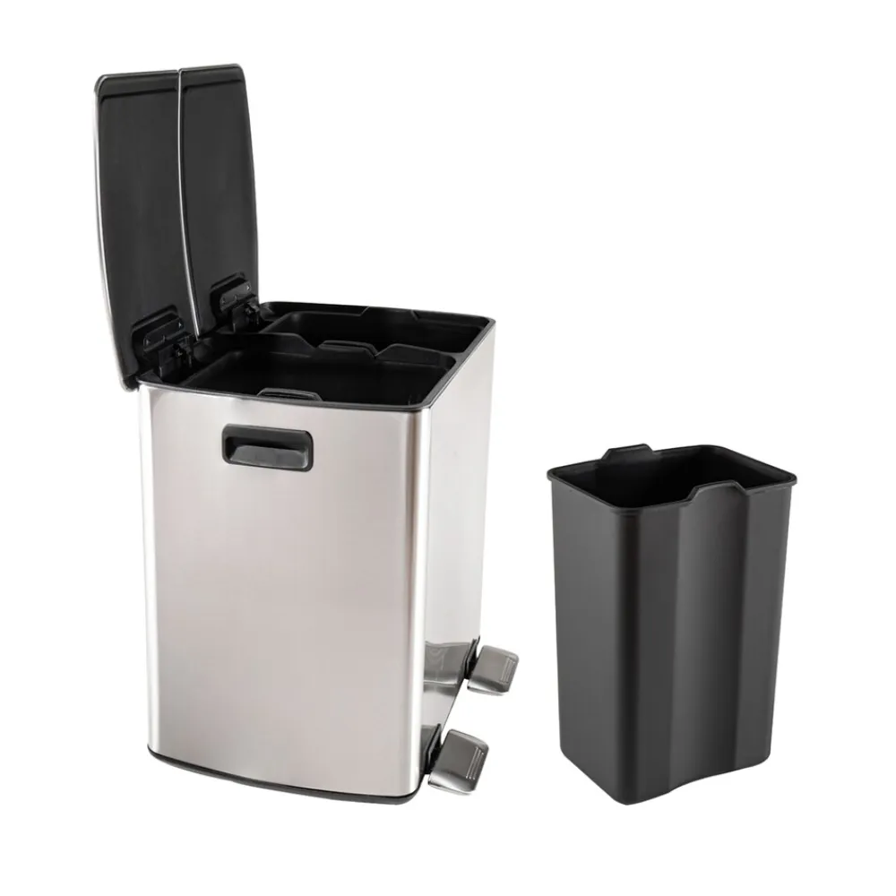 HTI-Living Mülleimer mit 2 Kammern Jannik 40 Liter Silber Outlet