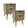Nachttisch 2 Schubladen 2er-Set Thekla Artisaneiche ^ HTI-Living Online