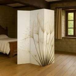 HTI-Living Paravent mit Naturmotiv Pusteblume Weiß New