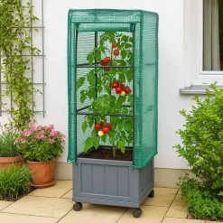 Pflanzkübel mit Rankgitter und Folienabdeckung Nessa 30x30 cm ^ HTI-Living Outlet