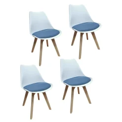 Stuhl Atlanta Weiß, Webstoff Blau ^ HTI-Living