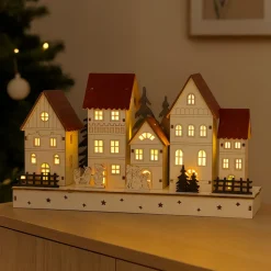 HTI-Living Weihnachtshäuser mit spielenden Kindern LED Winterdeko Hot