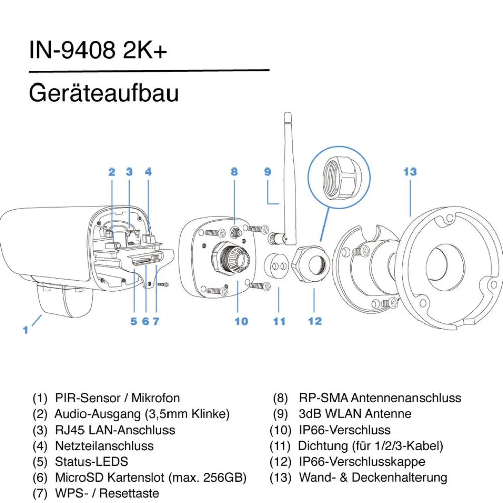 IN-9408 2K Überwachungskamera mit WLAN in weiß ^ Instar New