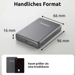 Magnetic Wireless Powerbank MW10000, 10000 mAh, Grau (MagSafe, Wireless Charging 15W, USB-C PD 20W, 7344034) ^ Intenso Online