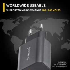 Power Adapter W30AC, 30W, USB-A und USB-C, Schwarz (7803010) ^ Intenso New