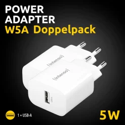 Intenso Power Adapter W5A Doppelpack, 5W, USB-A, Weiß (7800522)